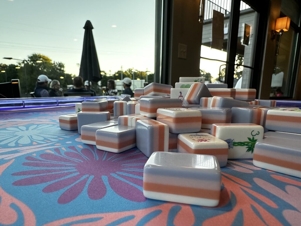 Luminaire mahjong tiles on table