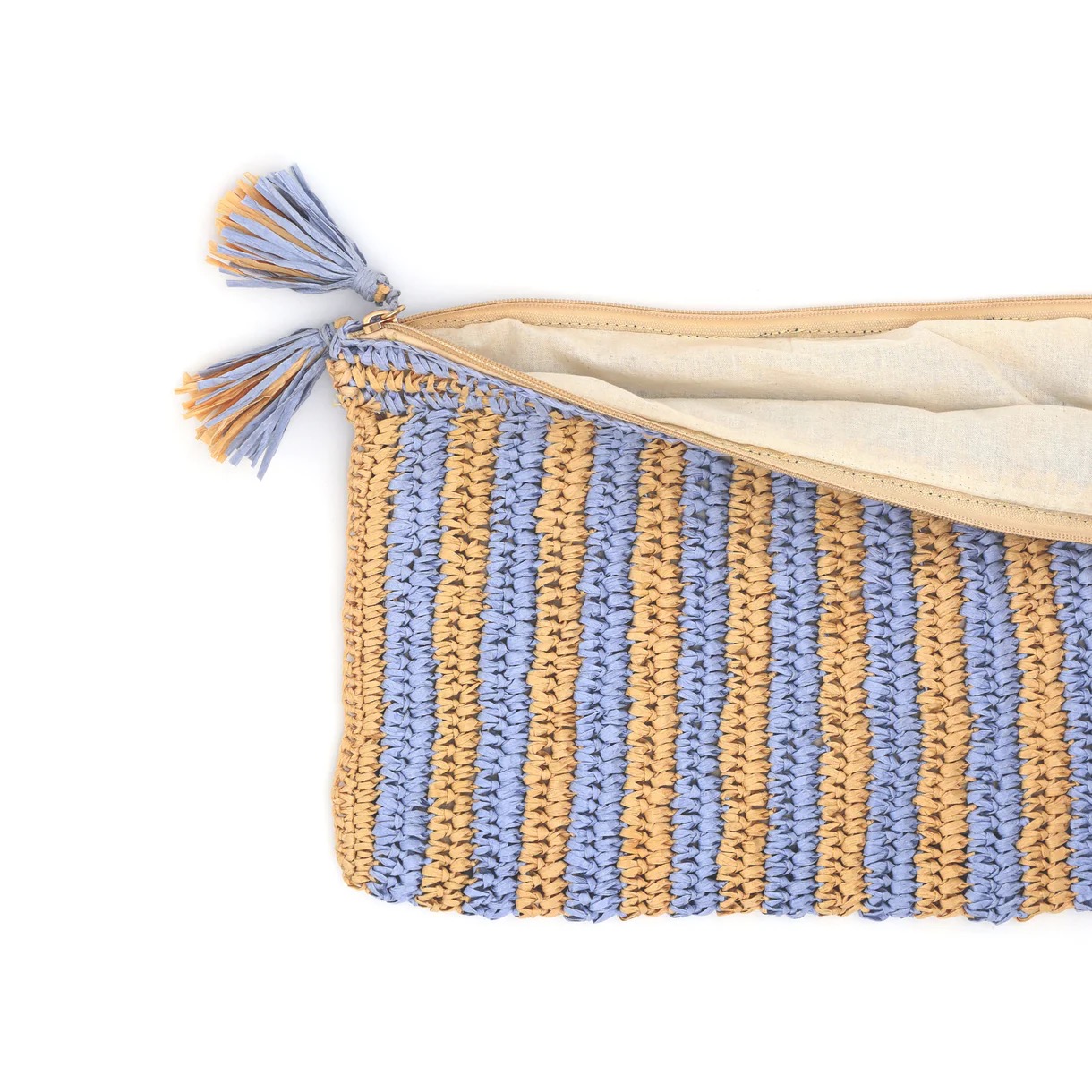 Purple & Tan Raffia Mahjong Tile Bag - Image 2